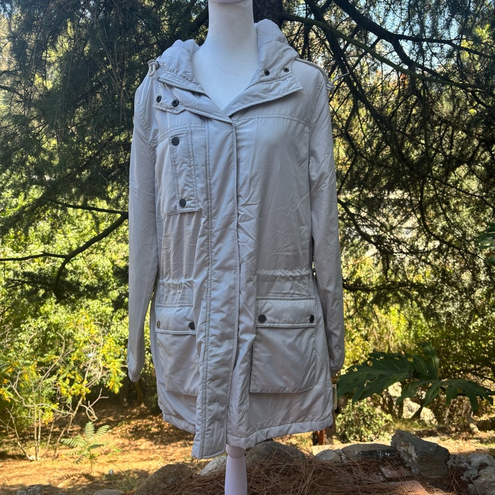 DKNY Gray Hooded Utility Jacket With Pockets NWT